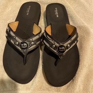 Black Coach Flip Flops